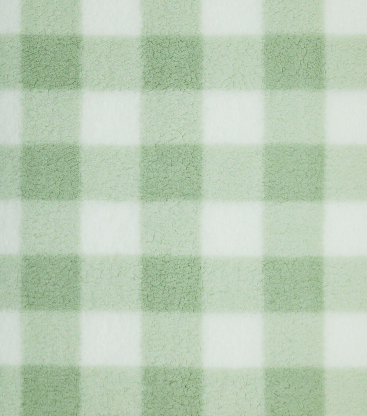 Light Green Gingham Sherpa Fleece Fabric