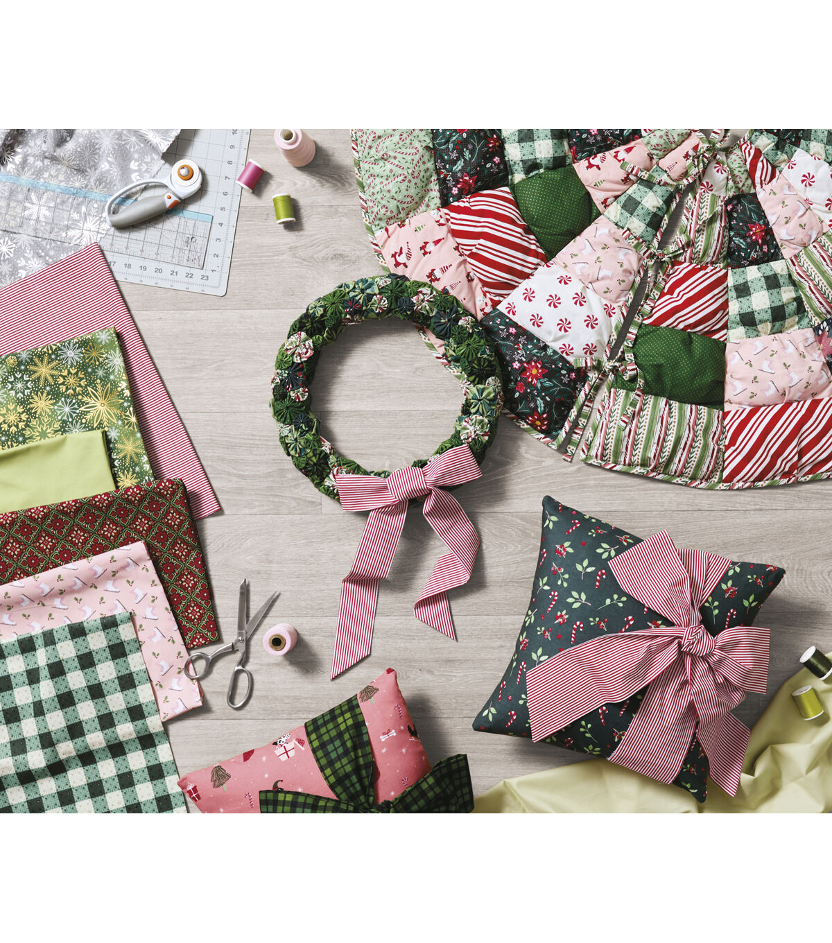 Noel Red Stripes Christmas Cotton Fabric