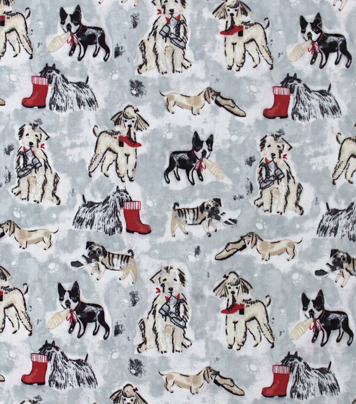 Dog Sketch Gray Super Snuggle Flannel Fabric