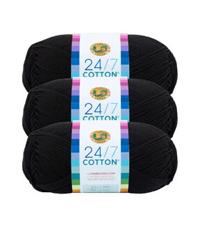 Lion Brand Yarn 24/7 Cotton 186yds Worsted Yarn 3 Bundle