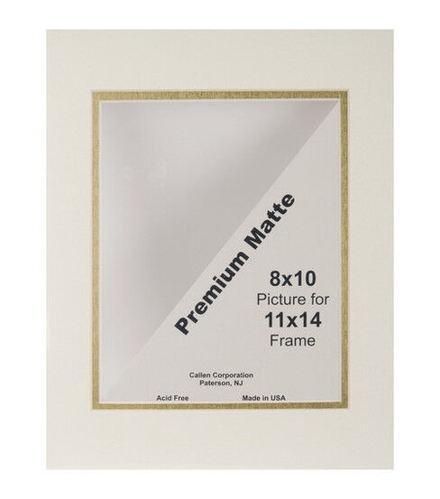 Callen 11 x 14 Ivory & Gold Bevel Edge Double Hand Cut Photo Mat