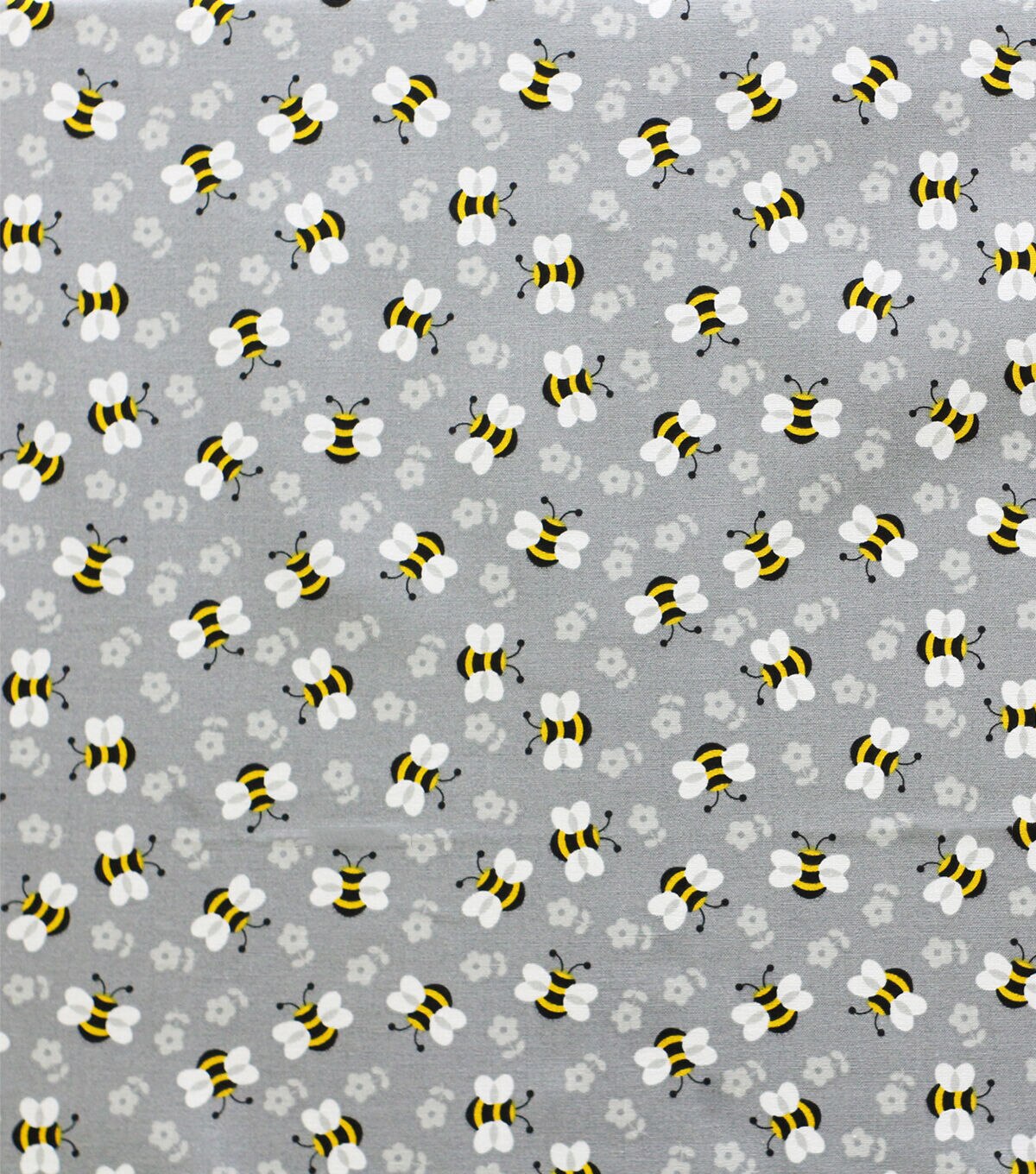 Tossed Bees On Gray Novelty Cotton Fabric