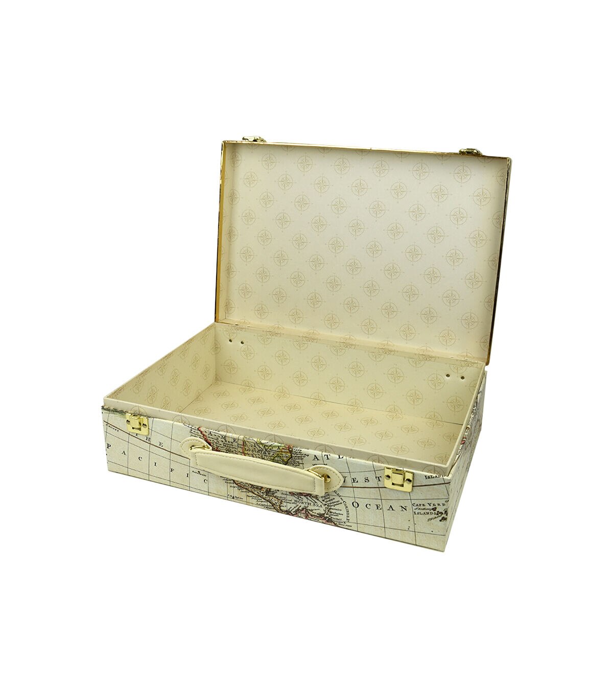 16 Antique Map Suitcase Box With Handle