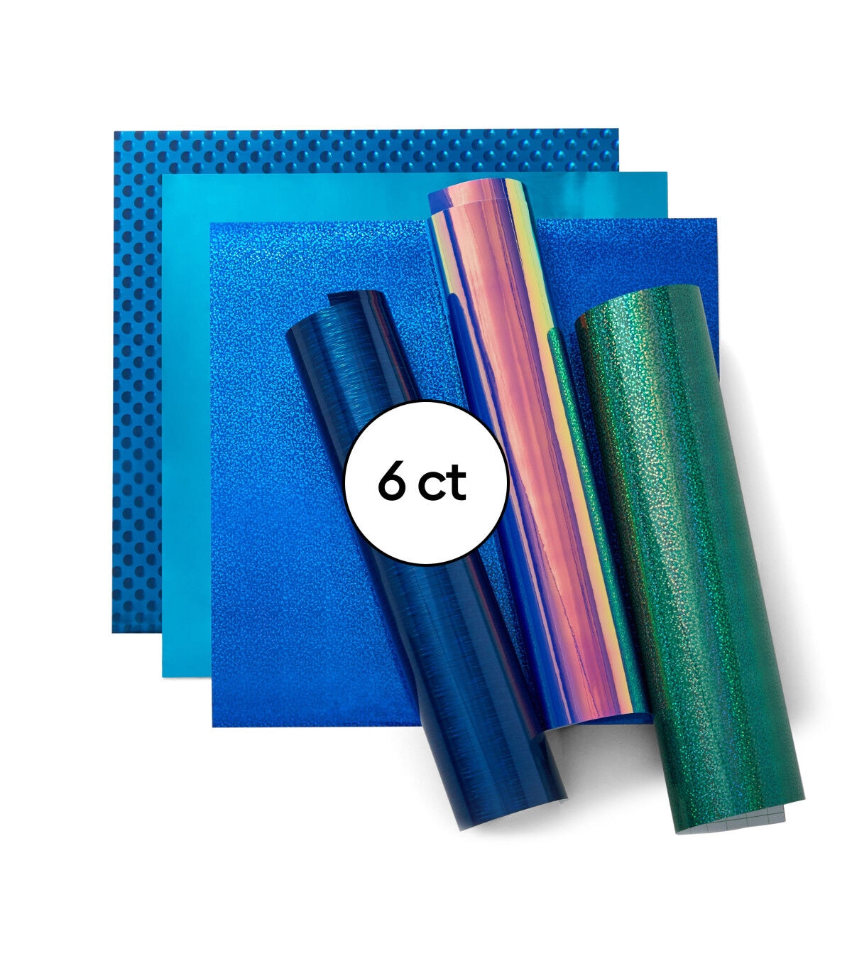 Cricut 12 x 12 Blue Holographic Permanent Vinyl Samplers 6ct