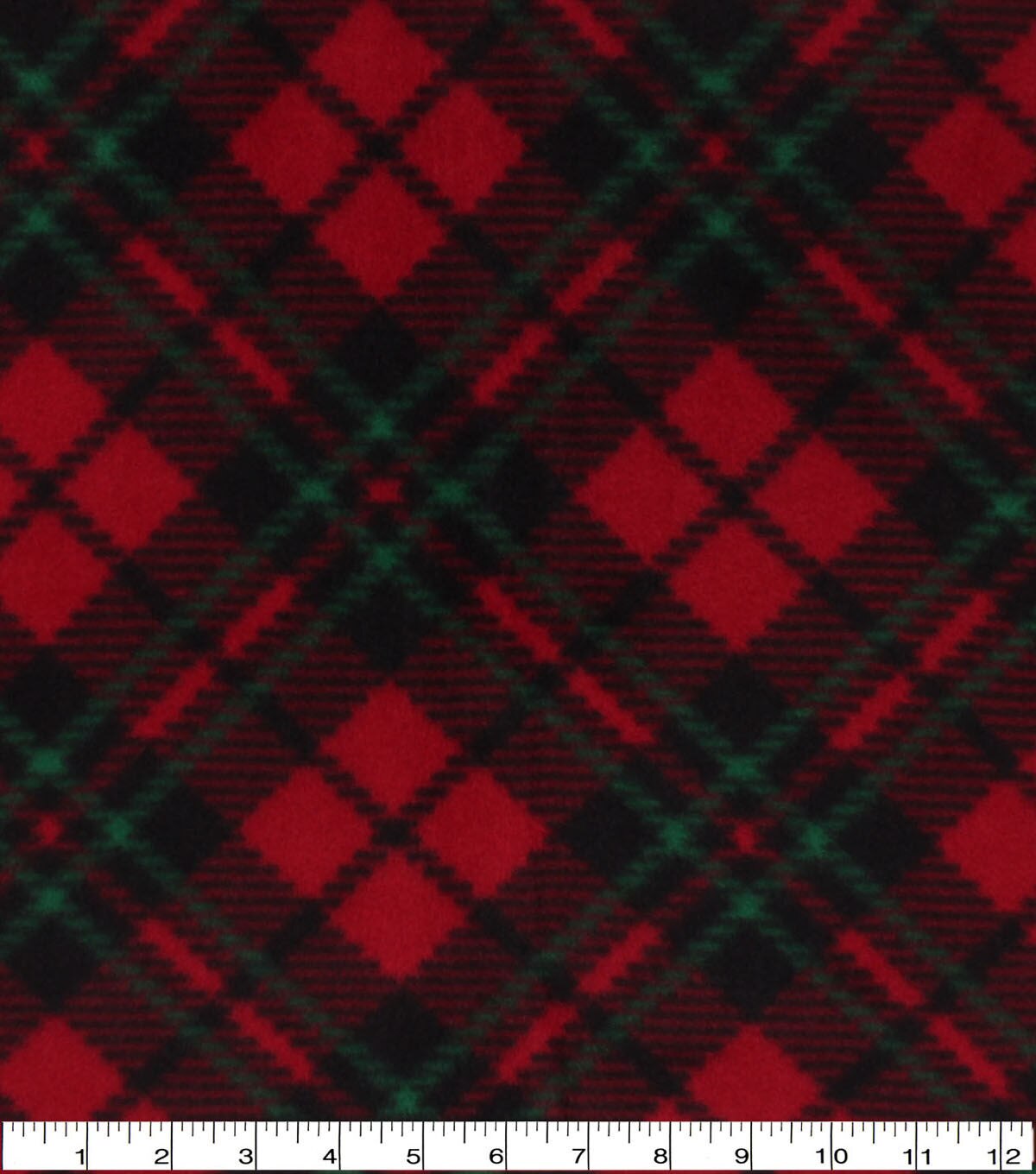 Red & Green Diagonal Plaid Anti Pill Fleece Fabric
