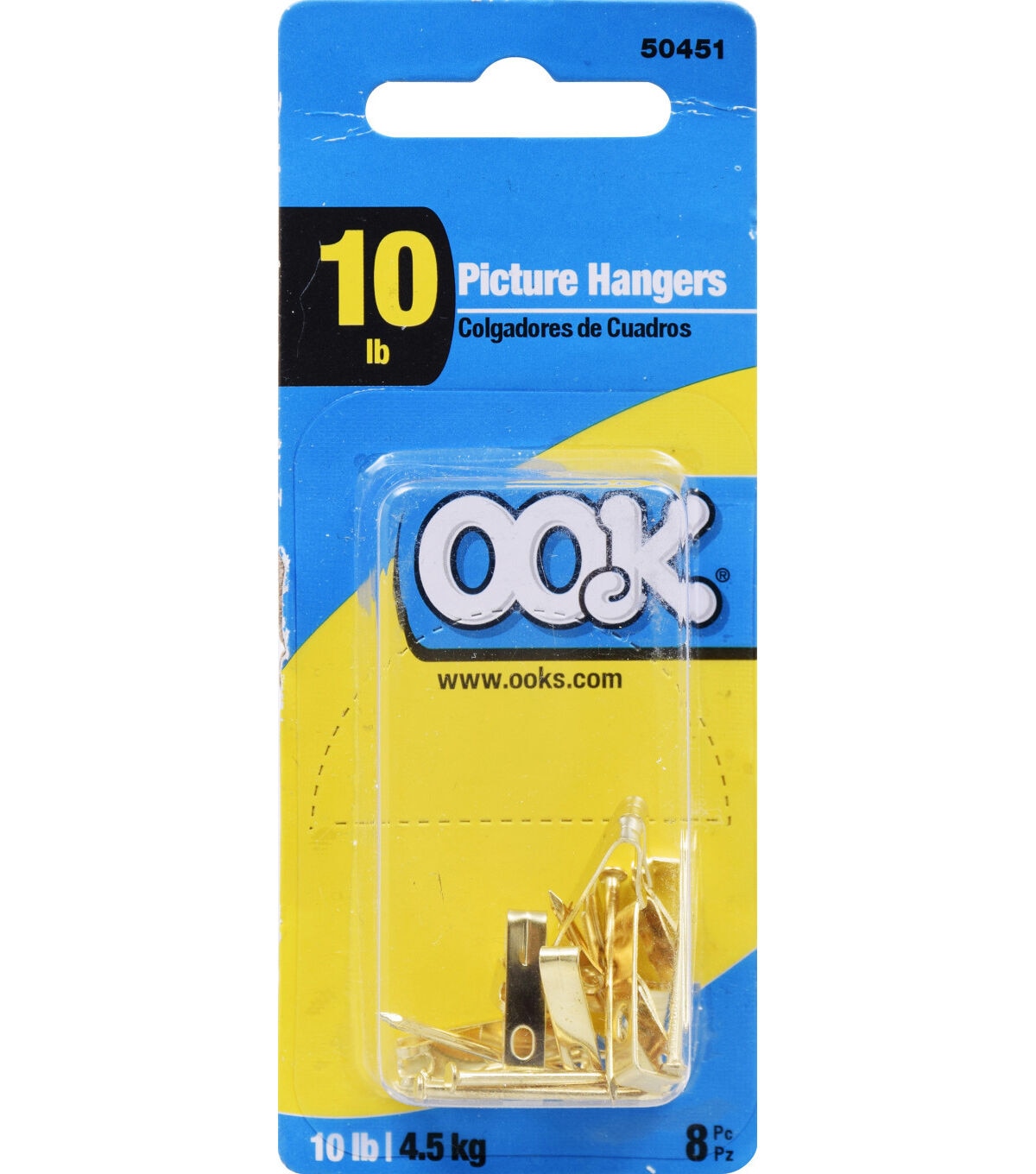 Ook 10lbs Gold Zinc Conventional Picture Hangers 8pk