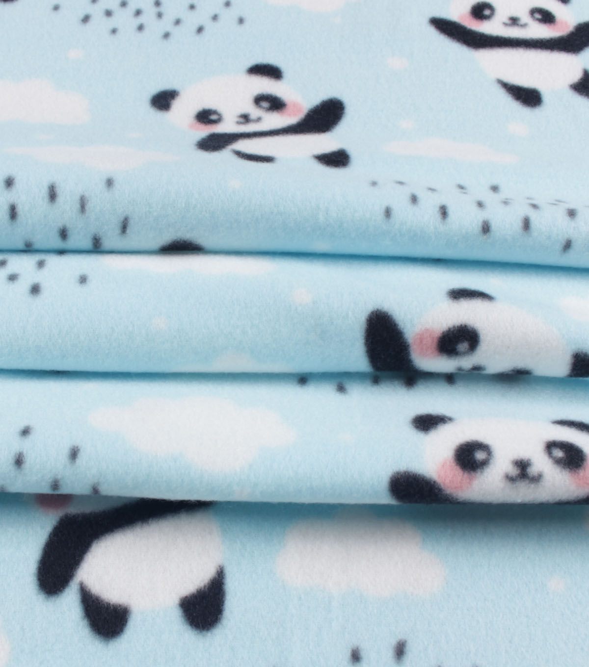 Pandas & Clouds on Blue Blizzard Fleece Fabric