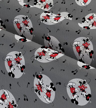 Mickey Minnie Vintage Badge Fleece Fabric