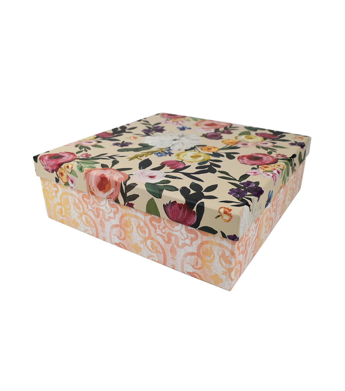 10 Peach Floral Square Box by Hudson 43