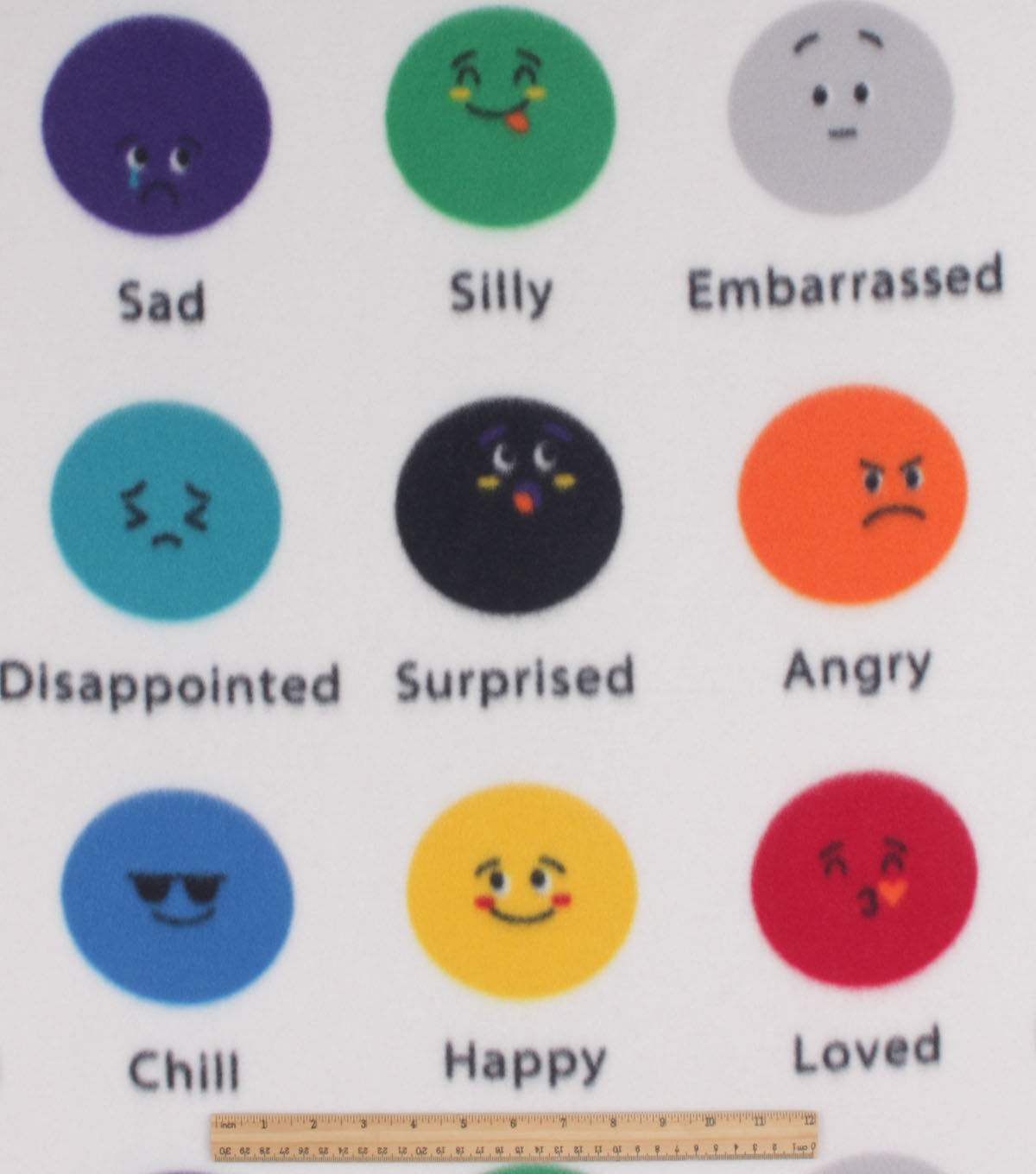 Emotions on White Blizzard Fleece Fabric