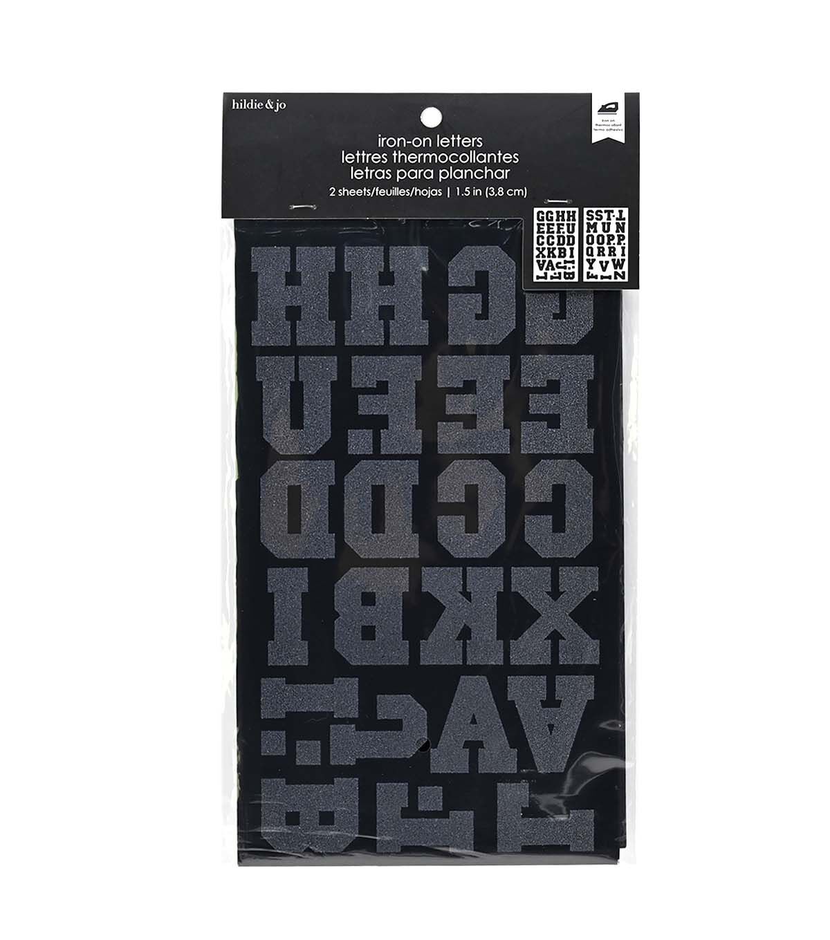 1.5 Athletic Black Iron On Letters 2 Sheets by hildie & jo