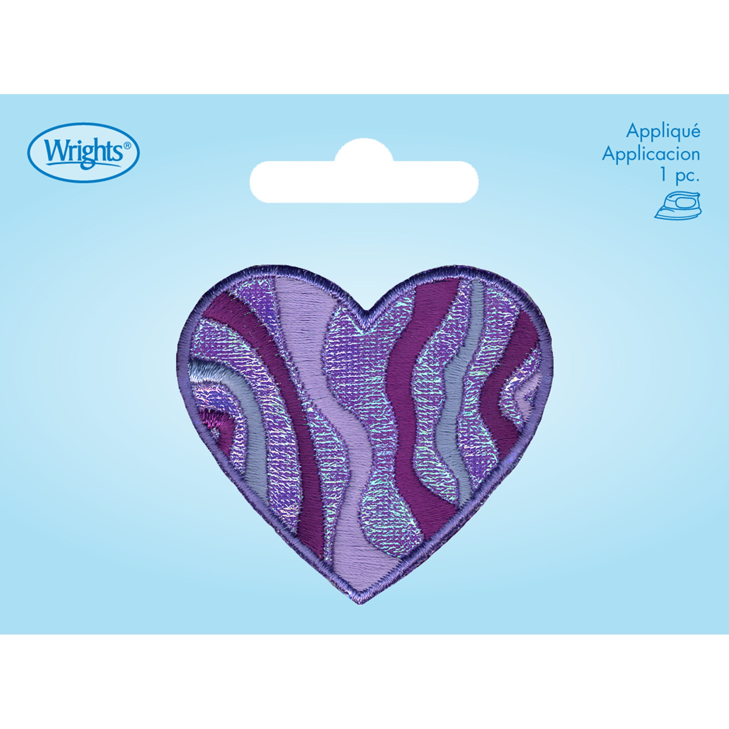 Wrights 2 x 1.5 Purple Heart Iron On Patch