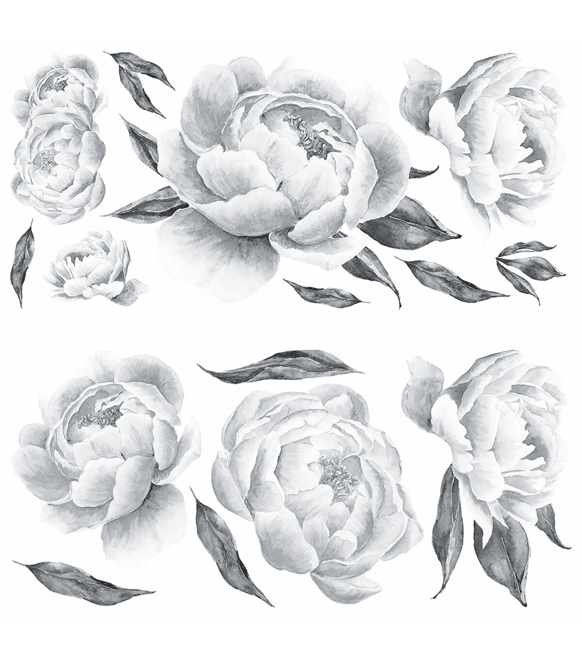 RoomMates Black Peonies Peel And Stick Decals - Black