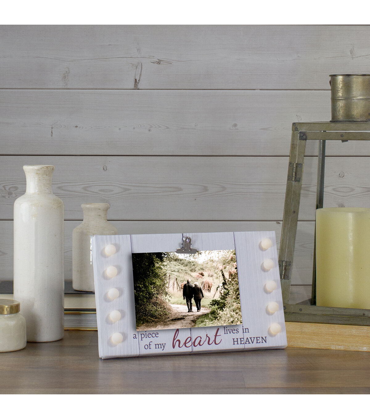 Northlight 10 LED 4 x 6 In My Heart Canvas Photo Clip