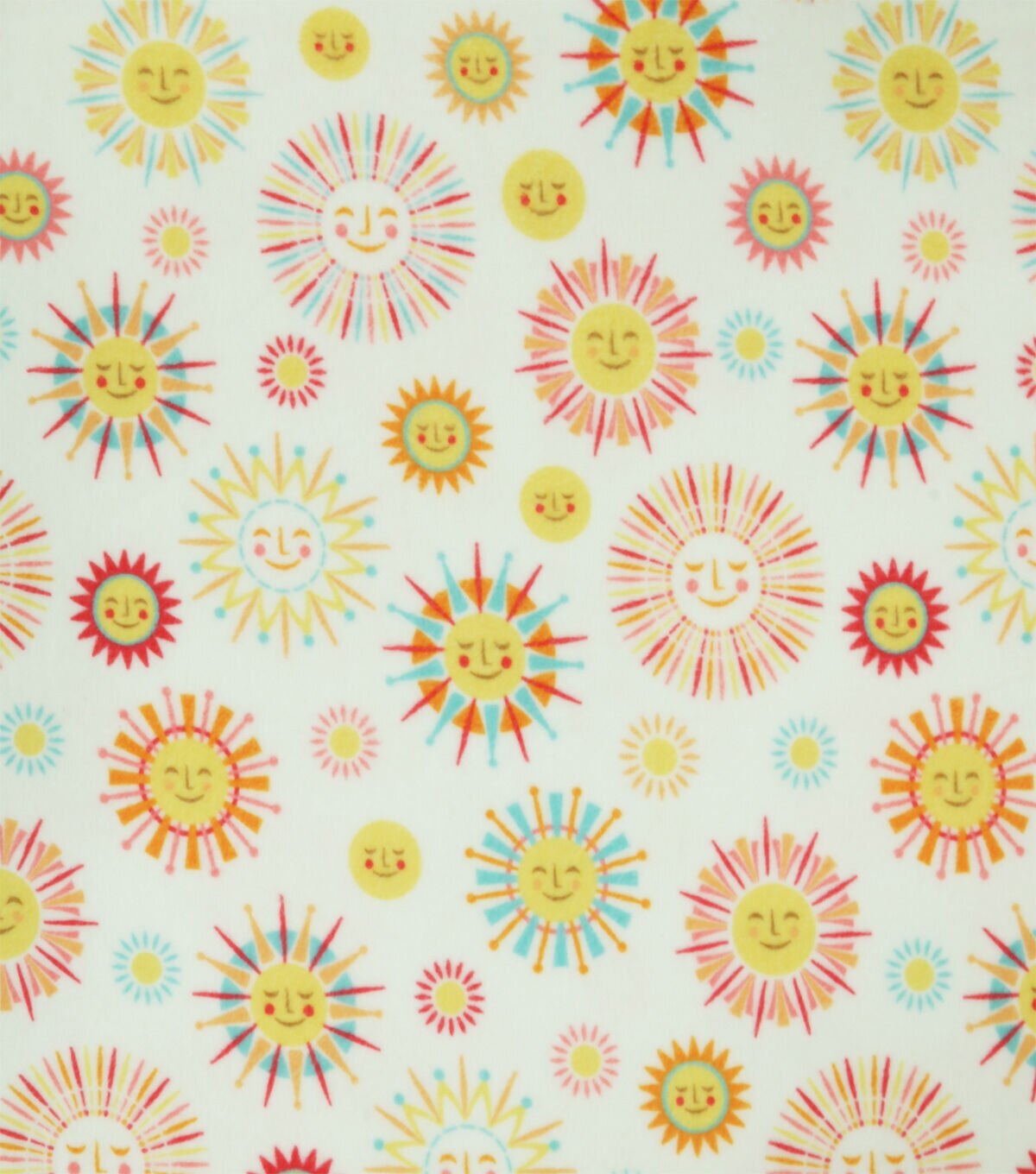 Multiple Smiley Suns Anti Pill Fleece Fabric