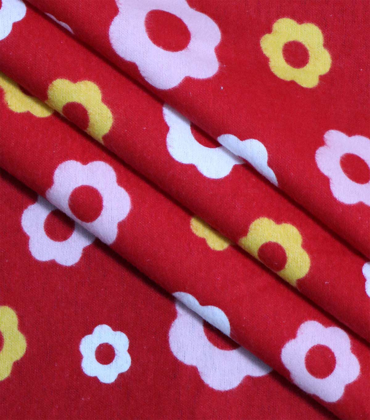 Flowers on Red Super Snuggle Flannel Fabric