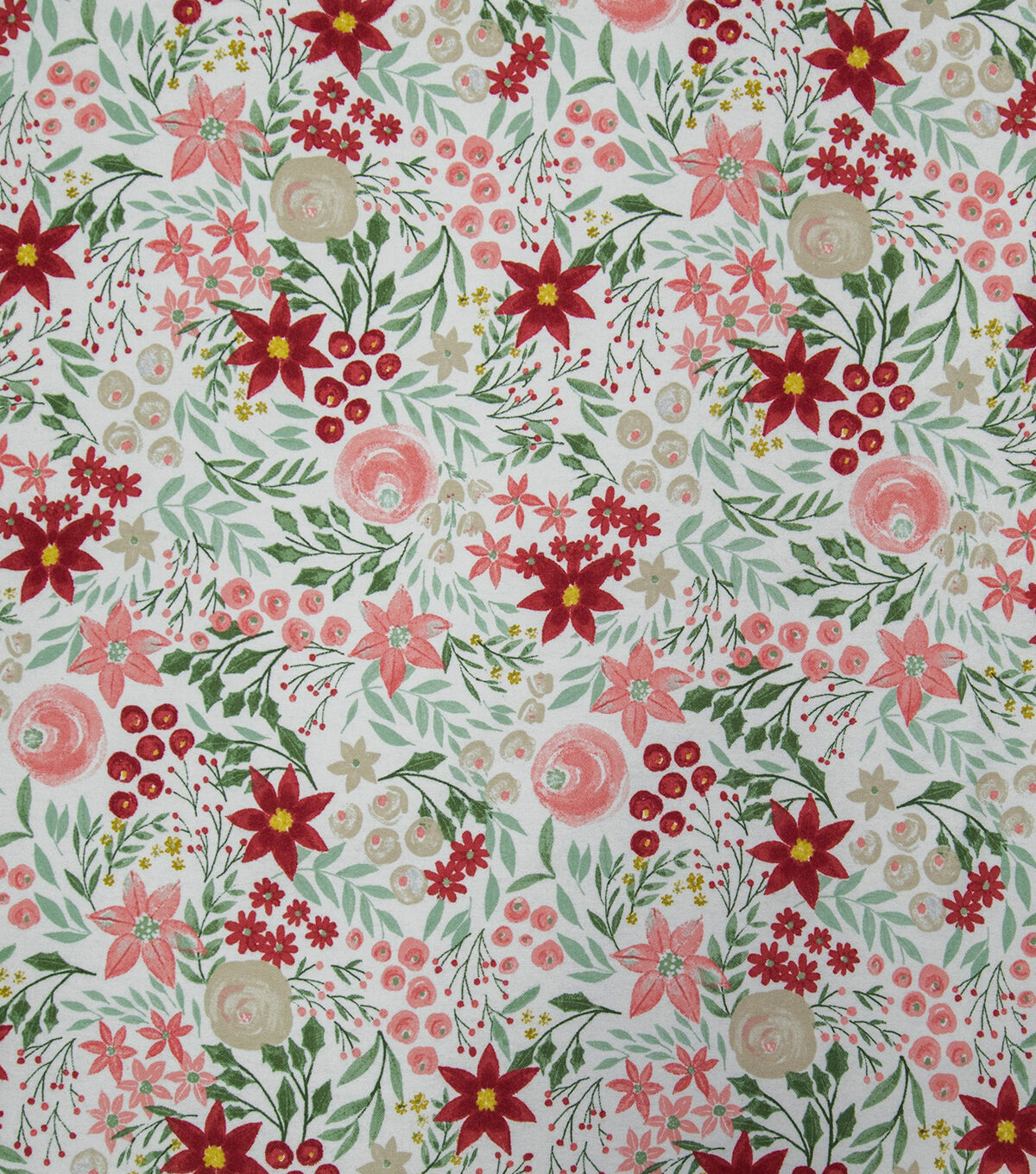 Super Snuggle Watercolor Poinsettia Flannel Fabric