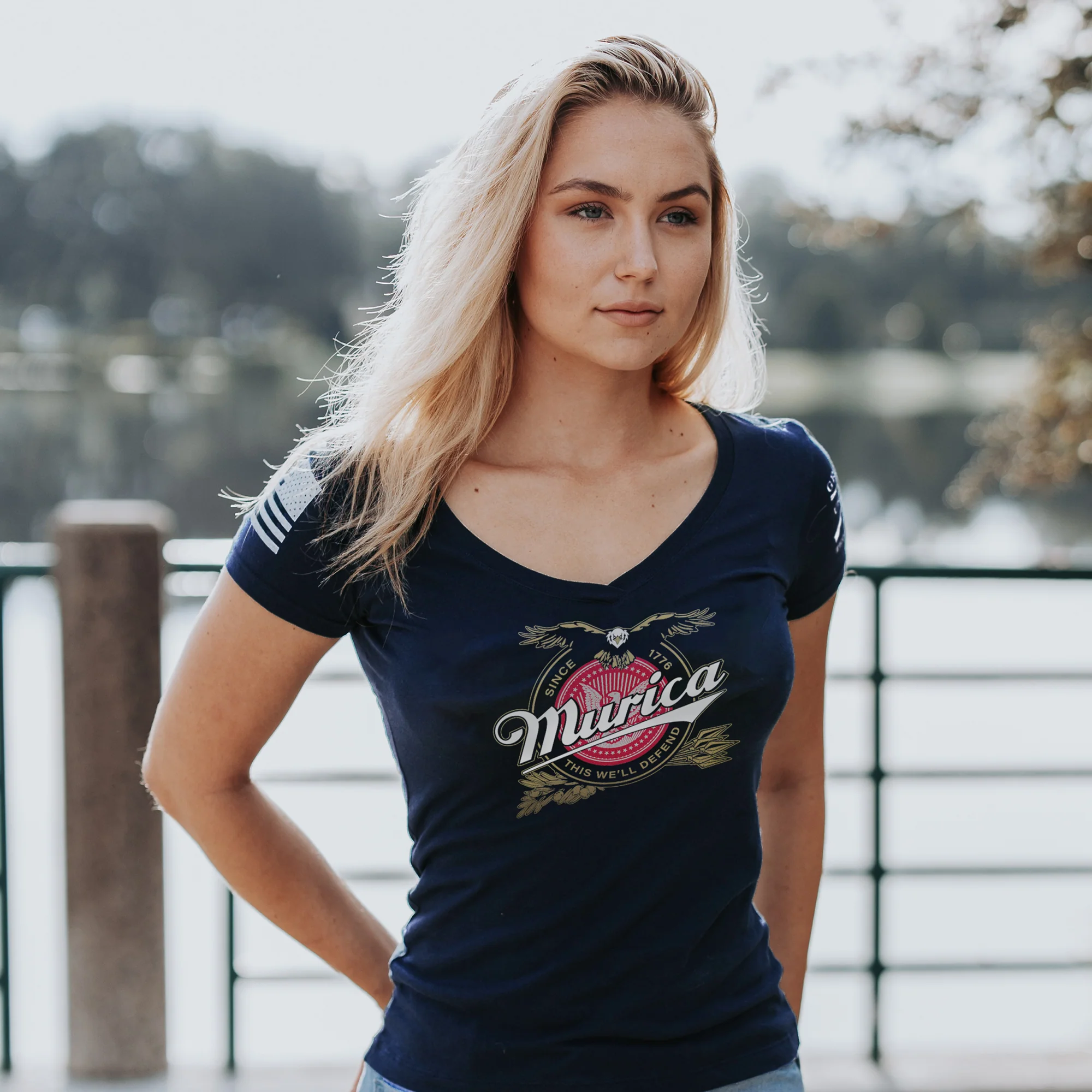 Women's Murica Brewing V-Neck - Midnight Navy