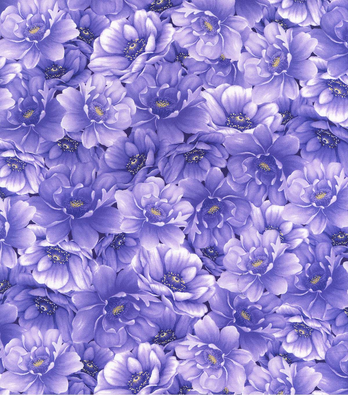 Hi Fashion Purple Floral Premium Cotton Fabric