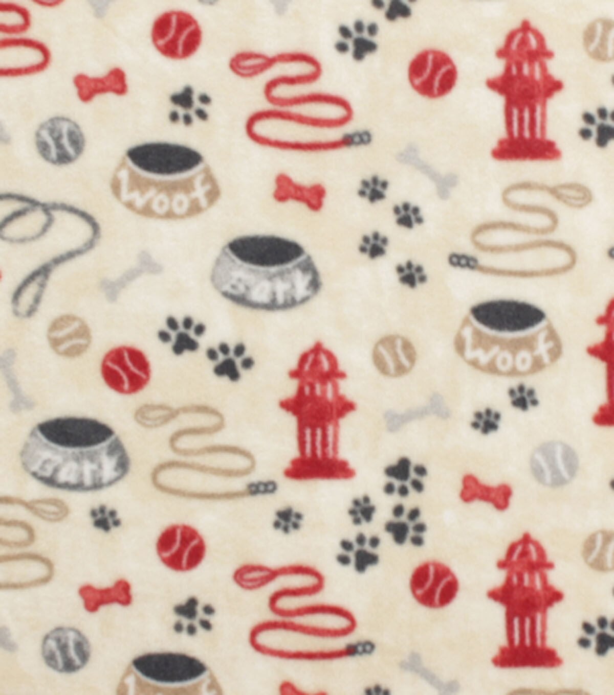 Dog Accessories on Cream Anti Pill Fleece Fabric