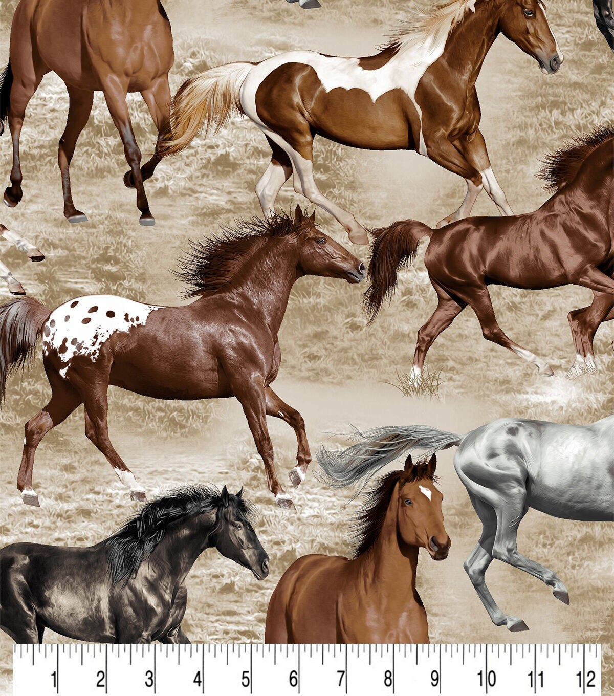 Wild Horses Running Novelty Cotton Fabric