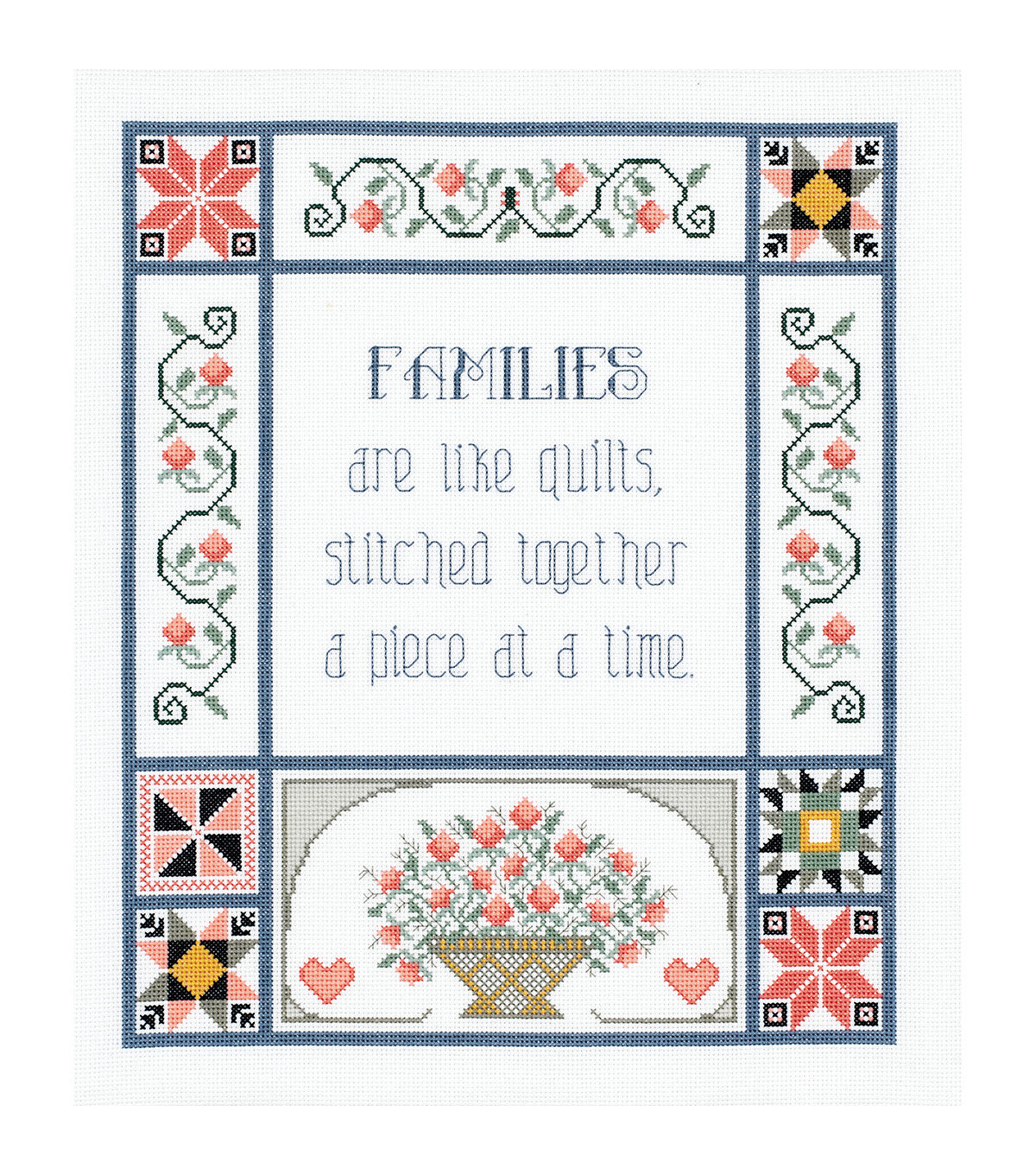 Janlynn 13 x 15 Families are like Quilts Counted Cross Stitch Kit