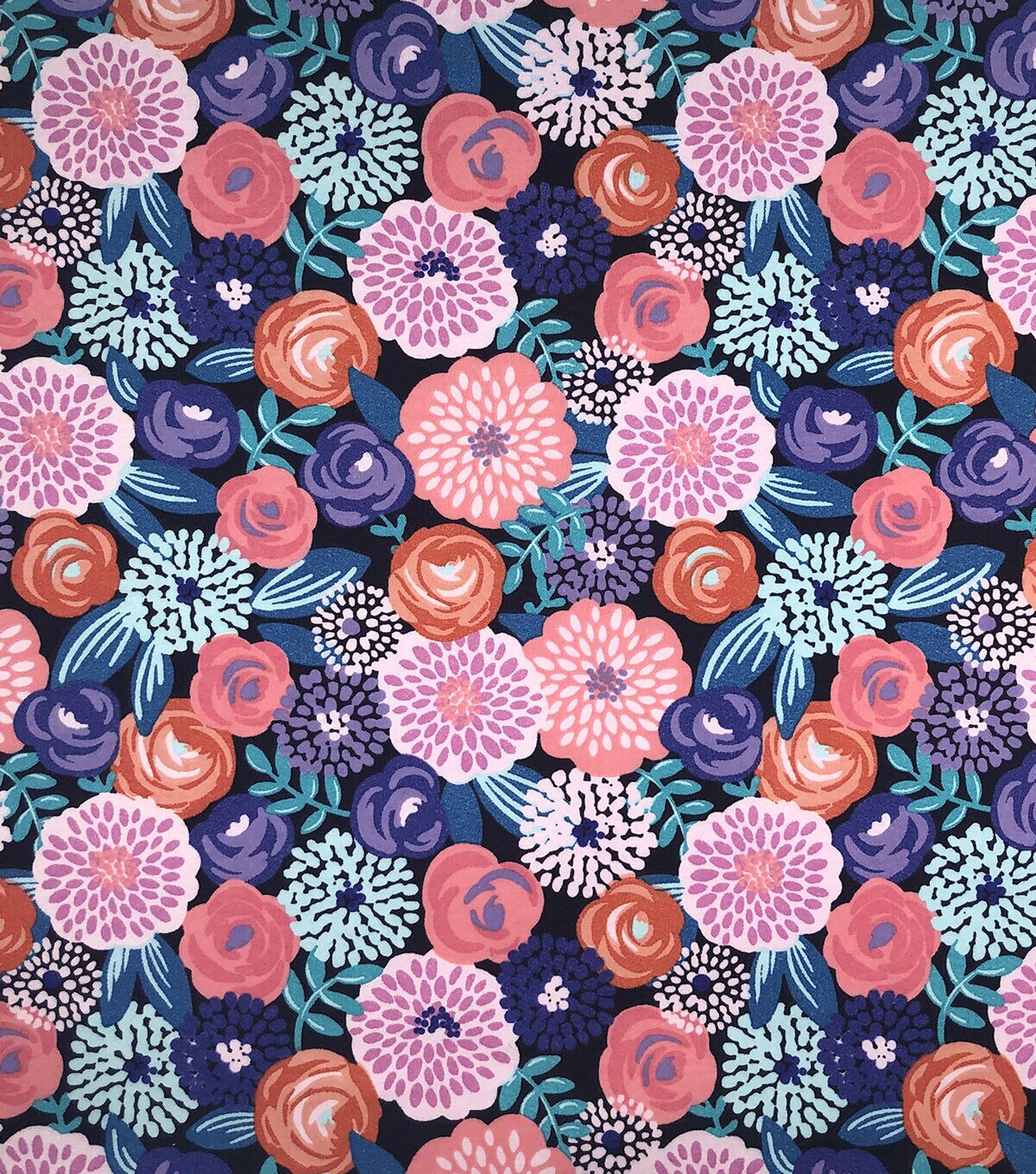 Modern Floral Navy Super Snuggle Flannel Fabric