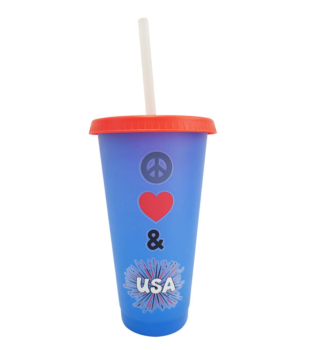7 Patriotic Peace Love & USA Tumbler by Happy