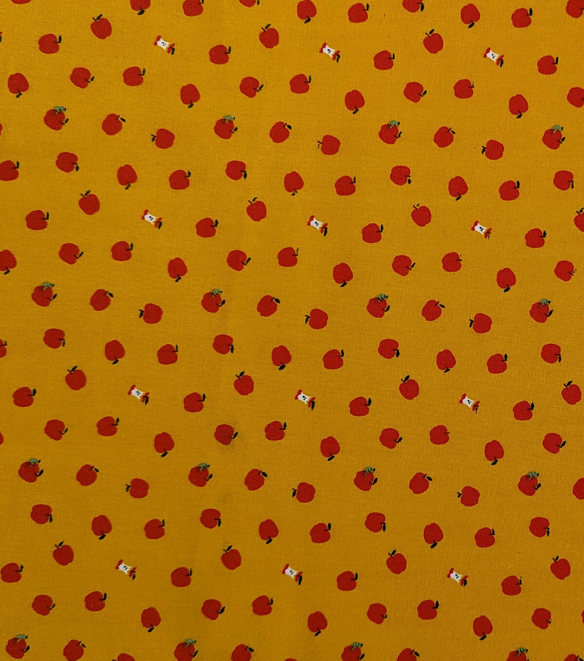 Apples On Yellow Novelty Cotton Fabric by POP!