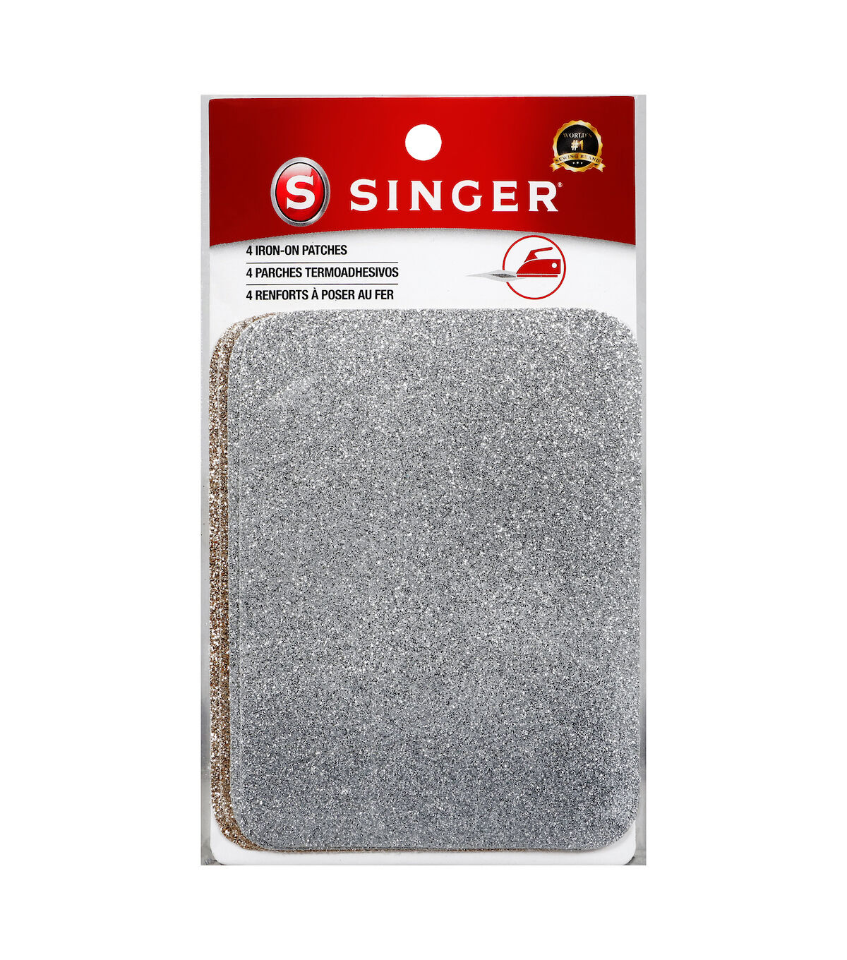Singer 4 x 5 Metallic Gold & Silver Glitter Iron On Patches 4ct