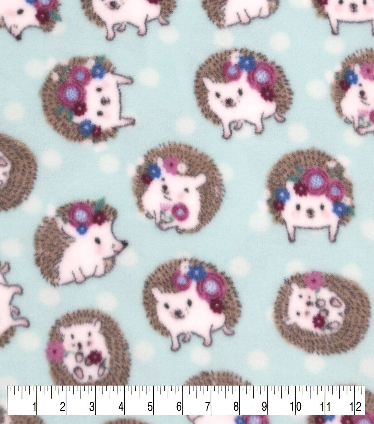 Hedgehogs With Floral Crowns Anti Pill Fleece Fabric