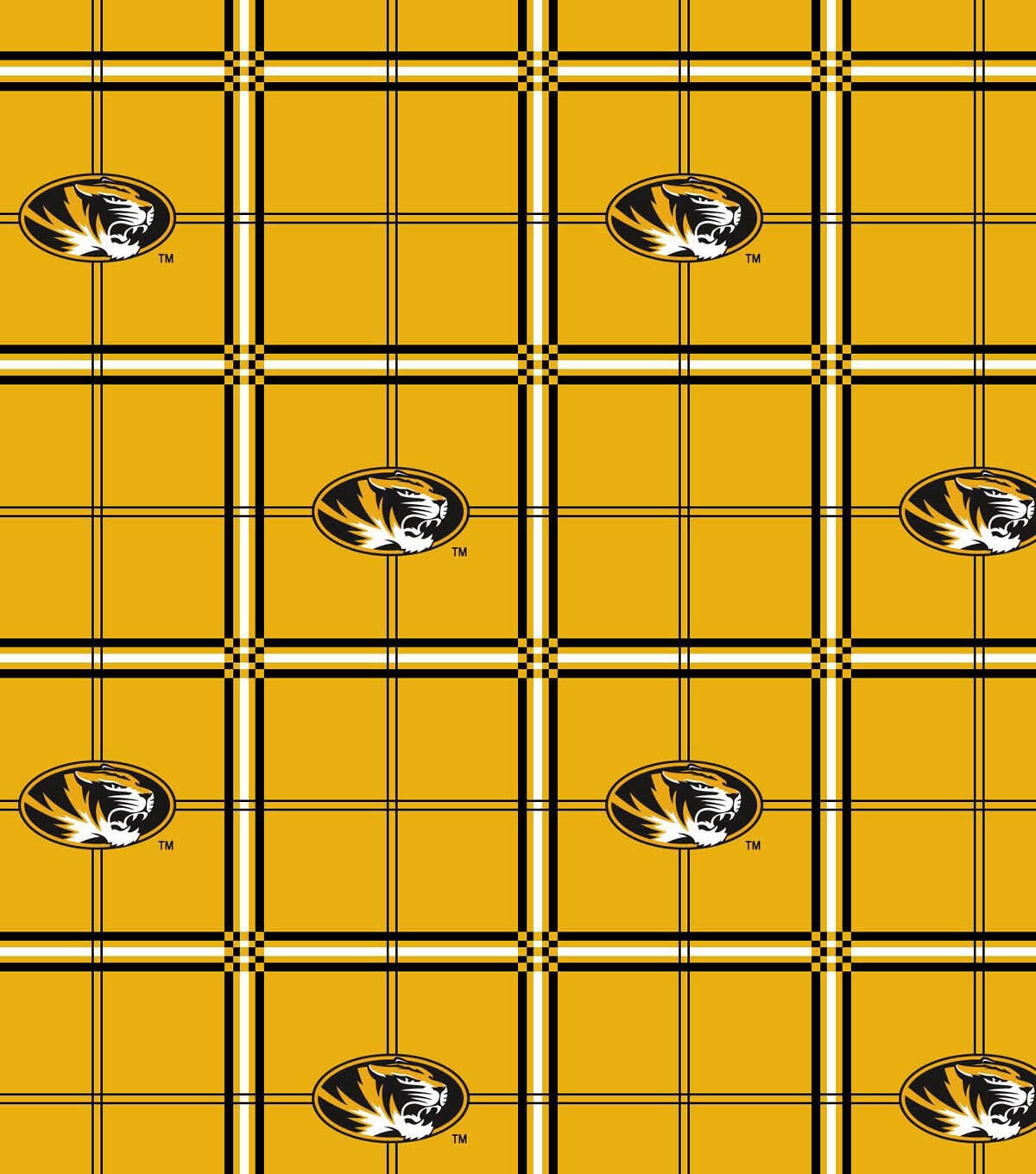 University of Missouri Tigers Flannel Fabric 42 Plaid