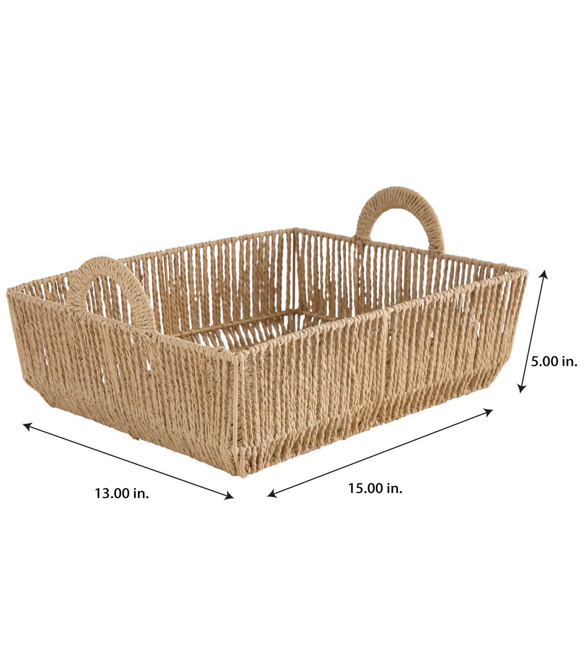 Simplify 15 x 5 Dutch Weave Shelf Storage Basket With Round Handles