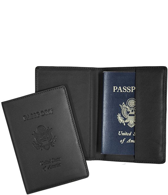RFID Blocking Black Lettered Passport Case