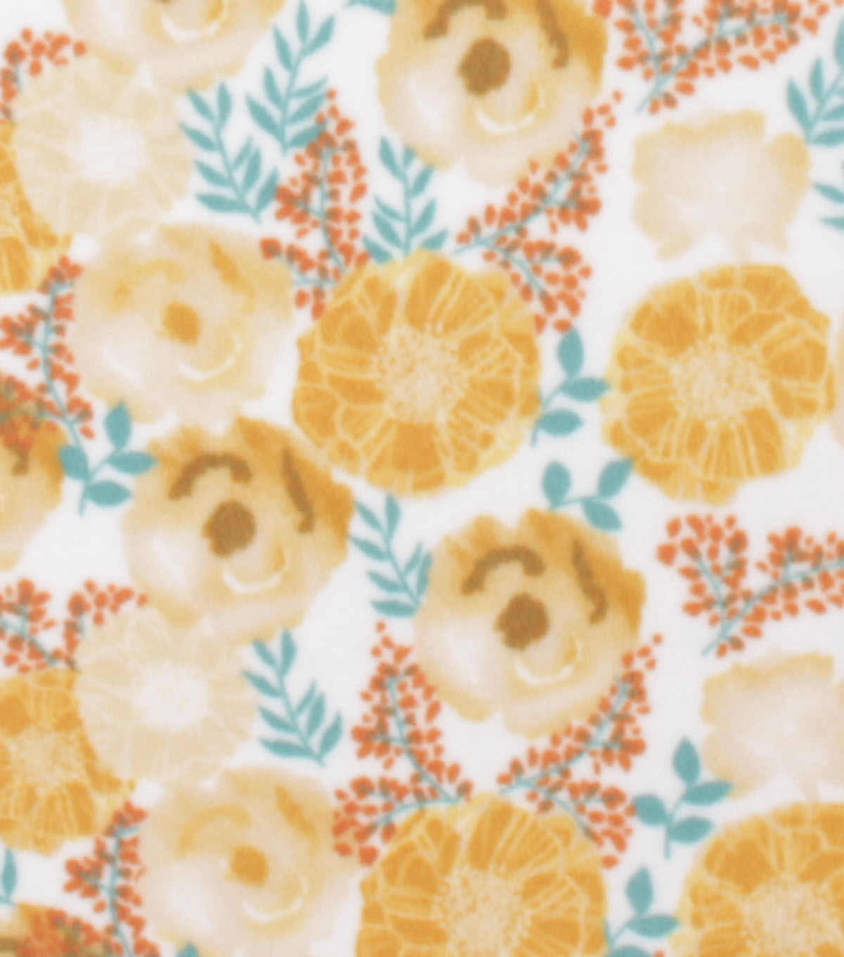 Yellow Floral Watercolor Anti Pill Plush Fleece Fabric