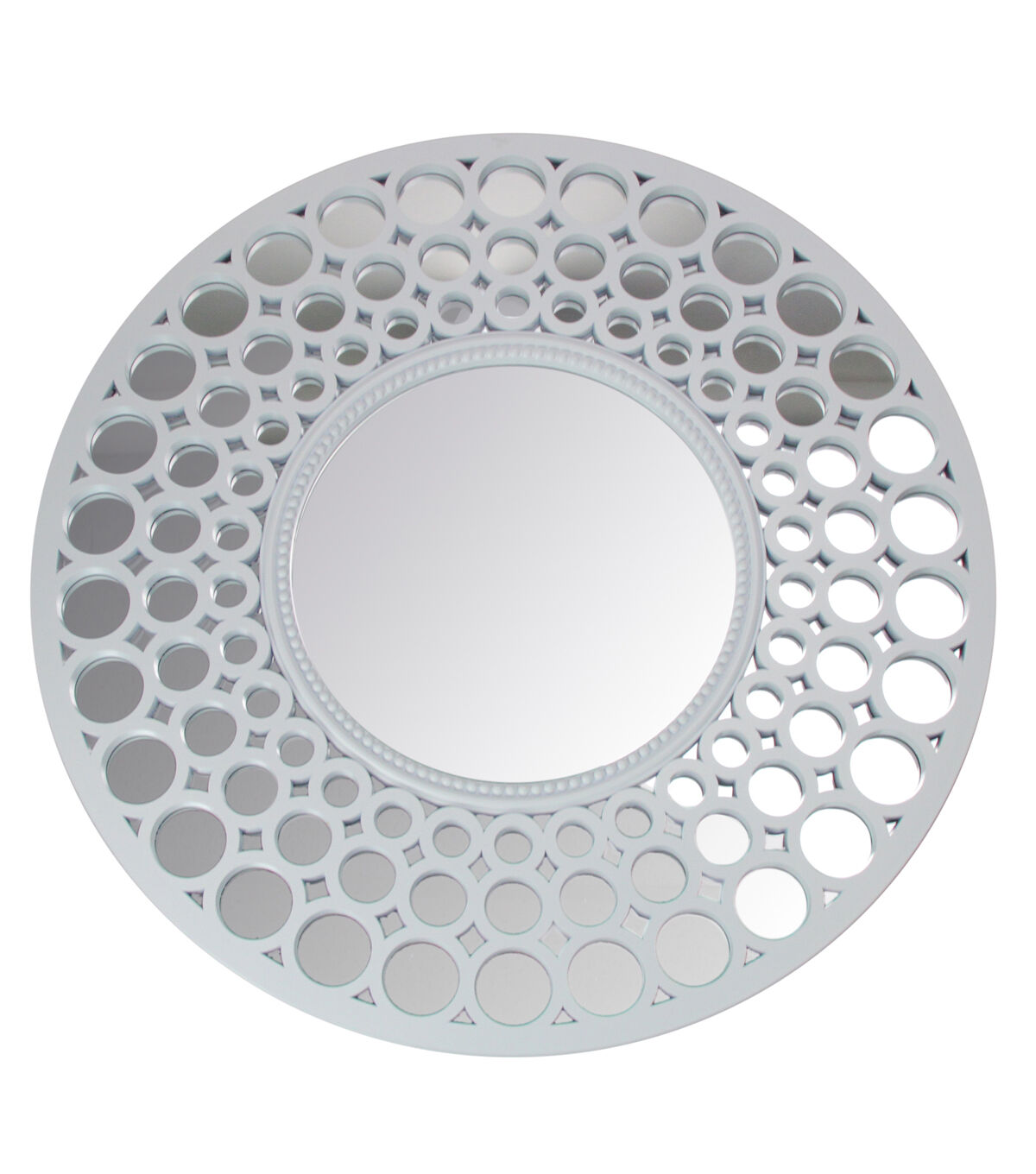 Northlight 24.75 White Glamorous Cascading Orbs Round Wall Mirror