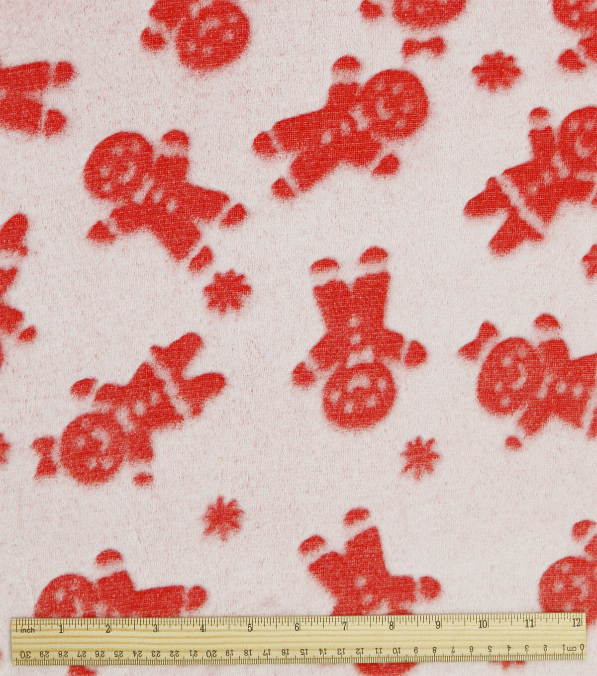 Red Embossed Gingerbread Sew Lush Fleece Fabric by POP!
