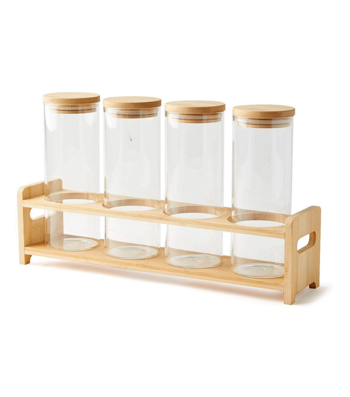 4ct Tall Glass Jars & Wood Organization Shelf by Park Lane