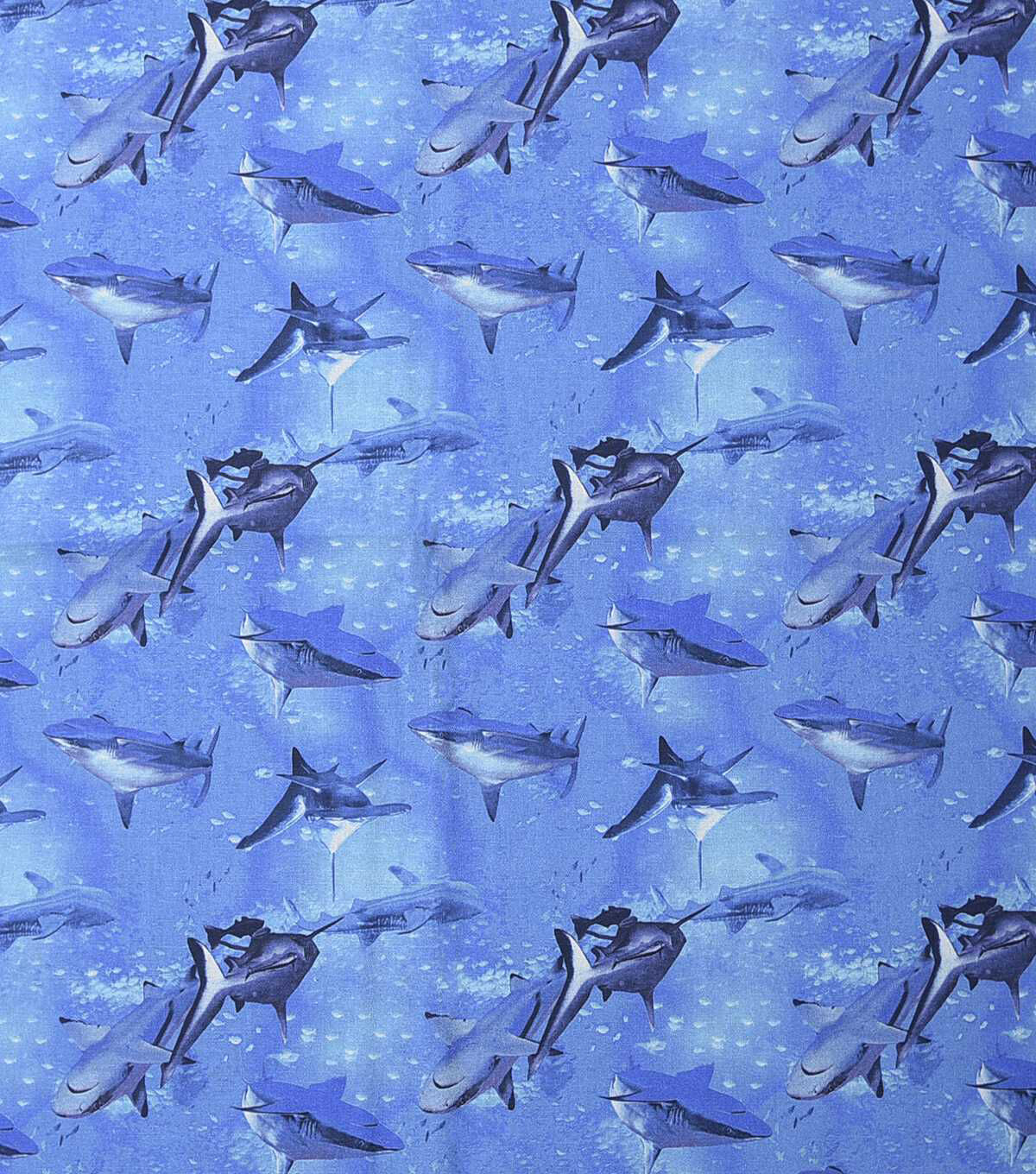 Swimming Sharks Novelty Cotton Fabric