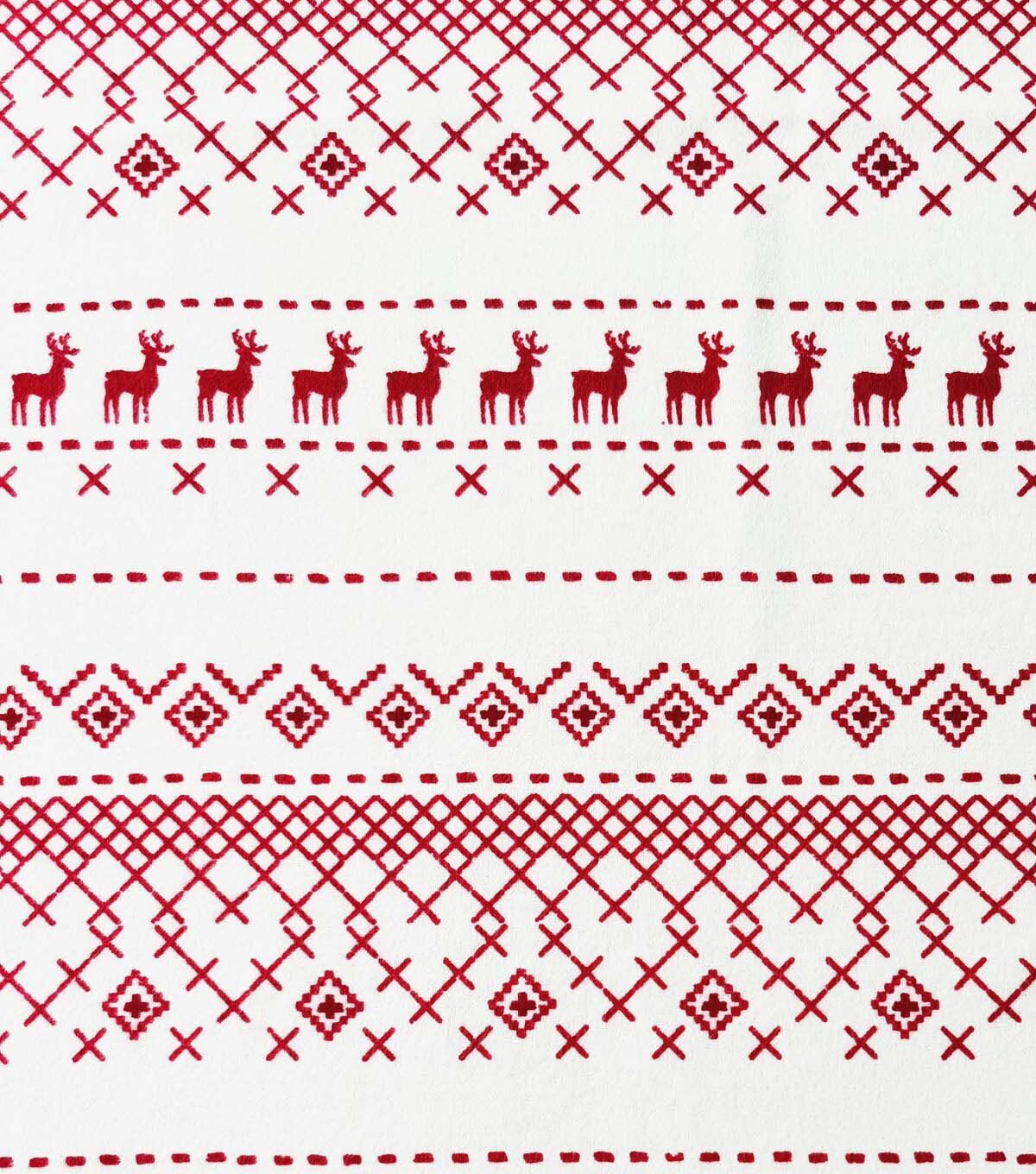 Red & White Gradient Fair Isle Christmas Luxe Flannel Fabric
