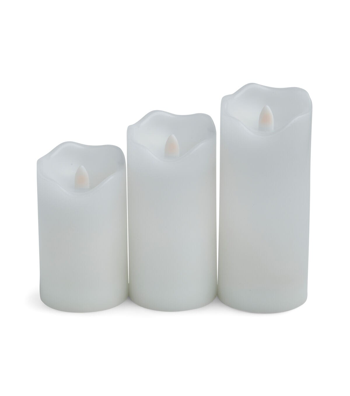3 x 6 LED White Aurora Flame Wave Edge Pillar Candles 3pk by Hudson 43
