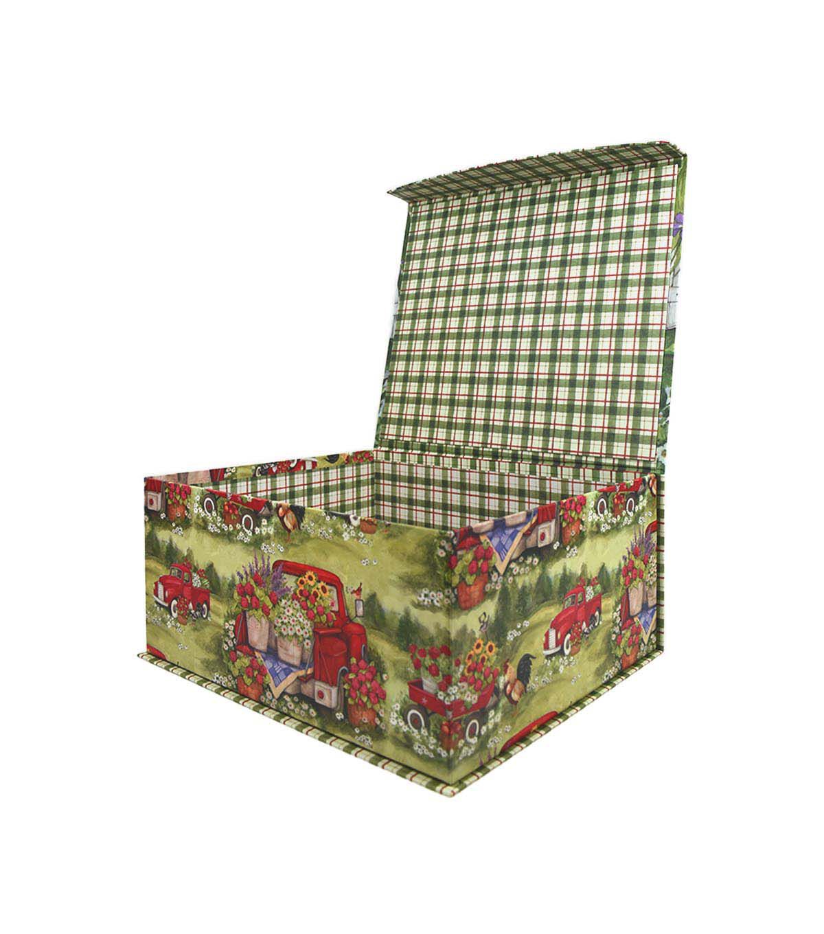 14 Red Truck With Flowers Flip Top Box by Place & Time