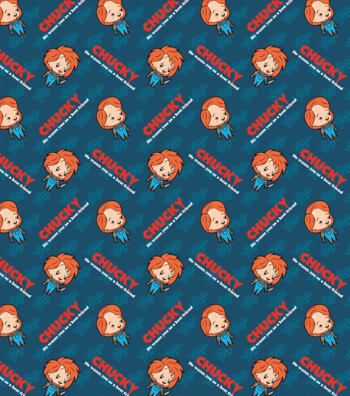 Chucky Chibi Toss Pop Culture Cotton Fabric