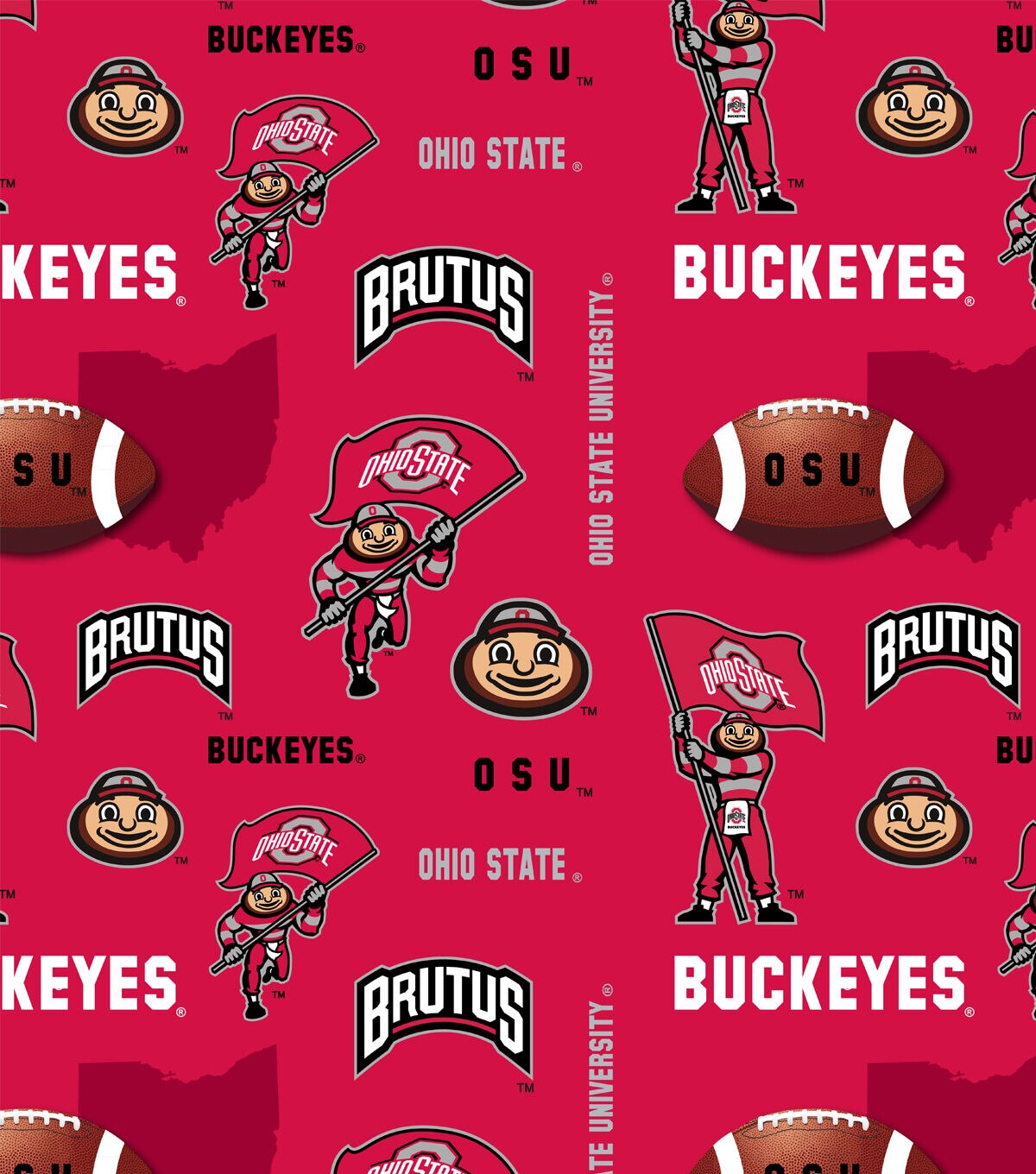 Ohio State University Buckeyes Fleece Fabric Red