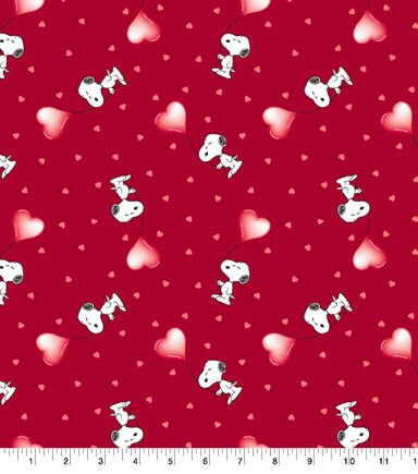 Snoopy Balloon Valentine's Day Cotton Fabric