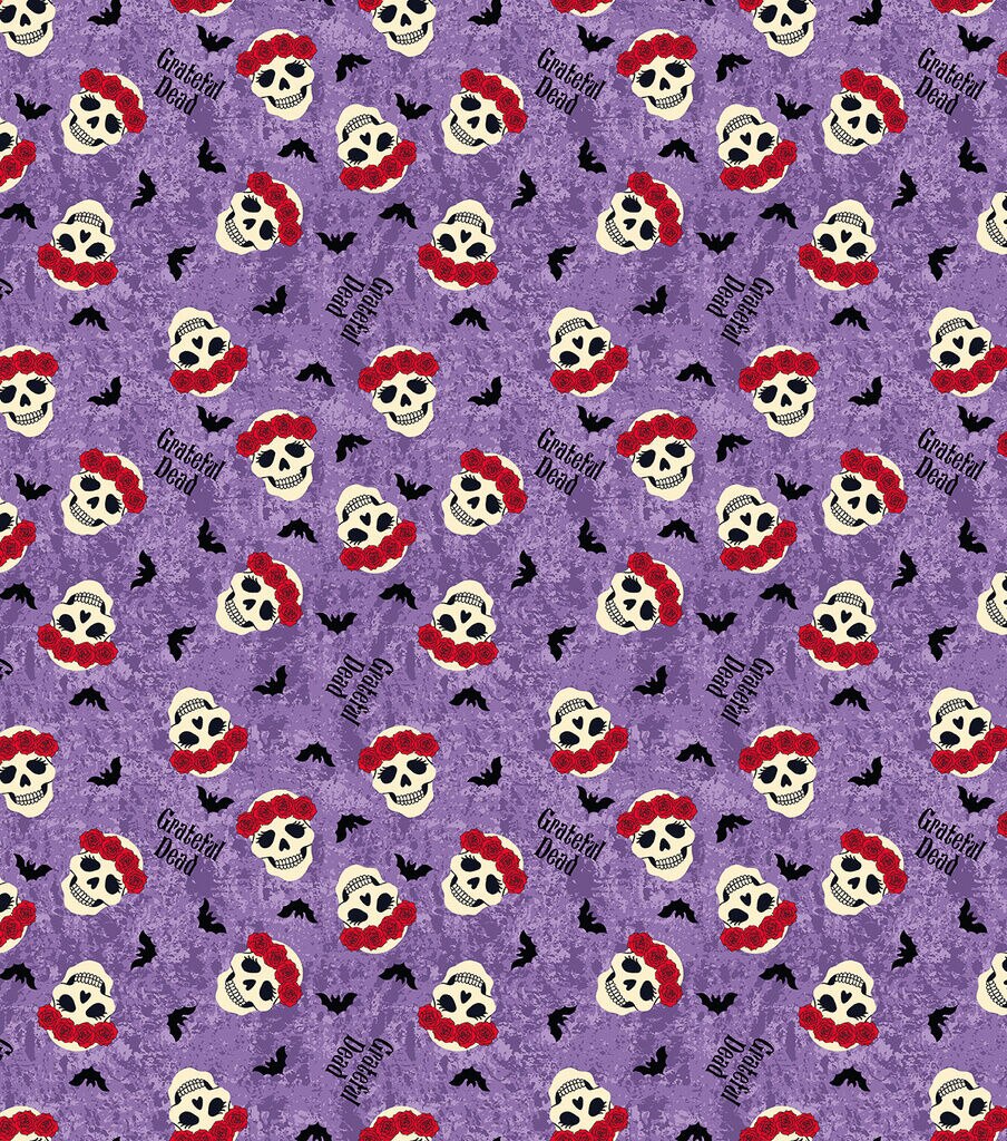 Grateful Dead Halloween Rose Skull Cotton Fabric