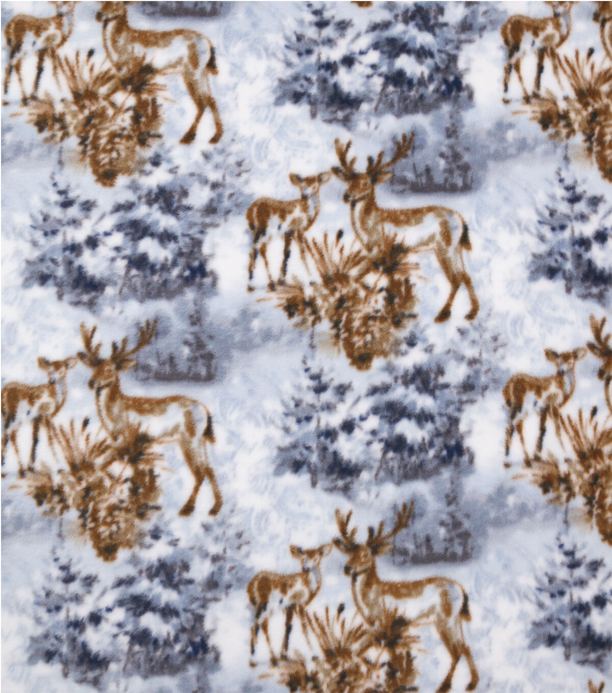 Baby Deer on Snow Anti Pill Fleece Fabric