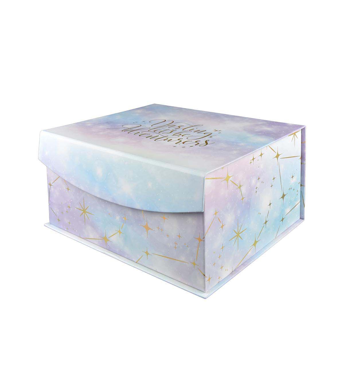 12 x 10 Blue Holographic Gold Foil Flip Top Box by Place & Time
