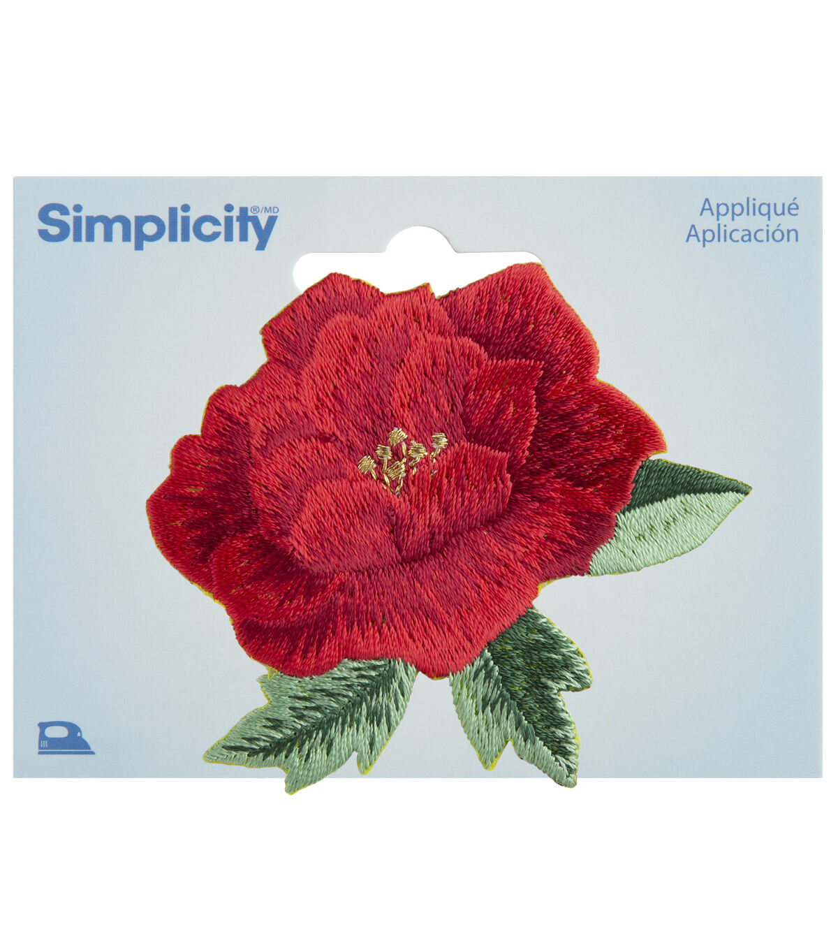 Simplicity 2.5 x 3 Red Embroidered Rose Floral Iron On Patch