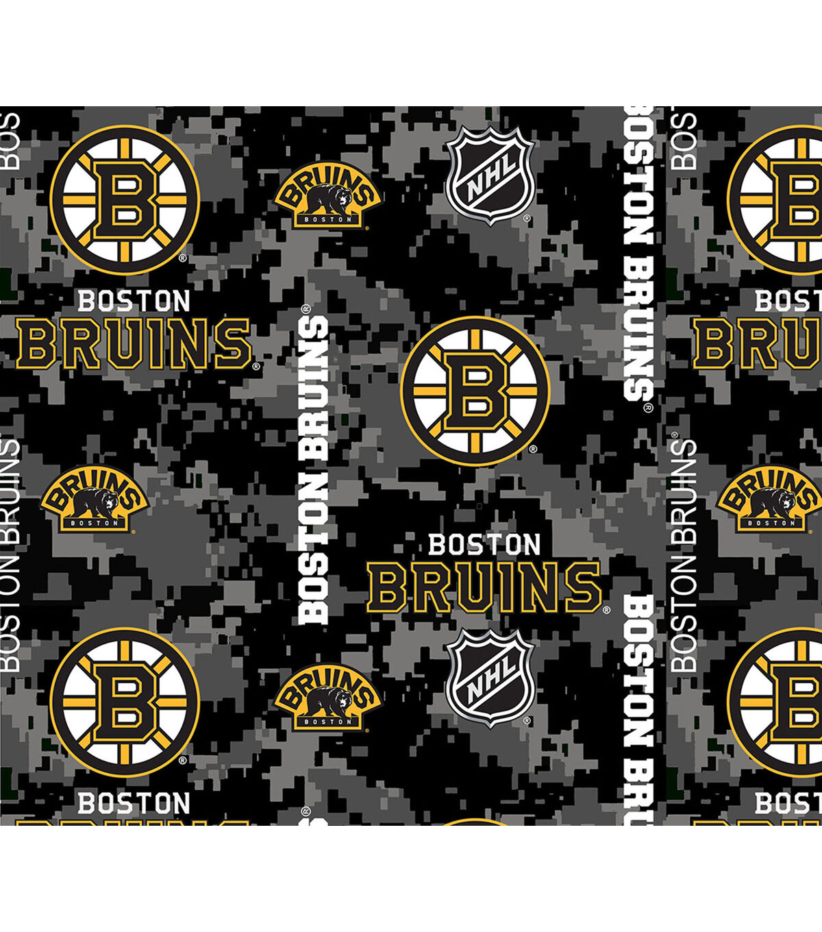 Boston Bruins Fleece Fabric Digital Camo